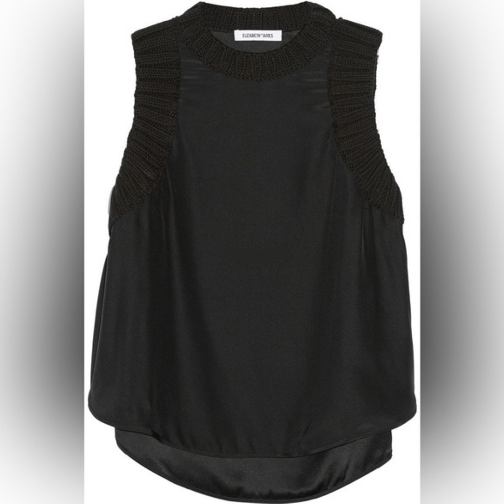 Elizabeth and James Black Knit Silk Tank Blouse